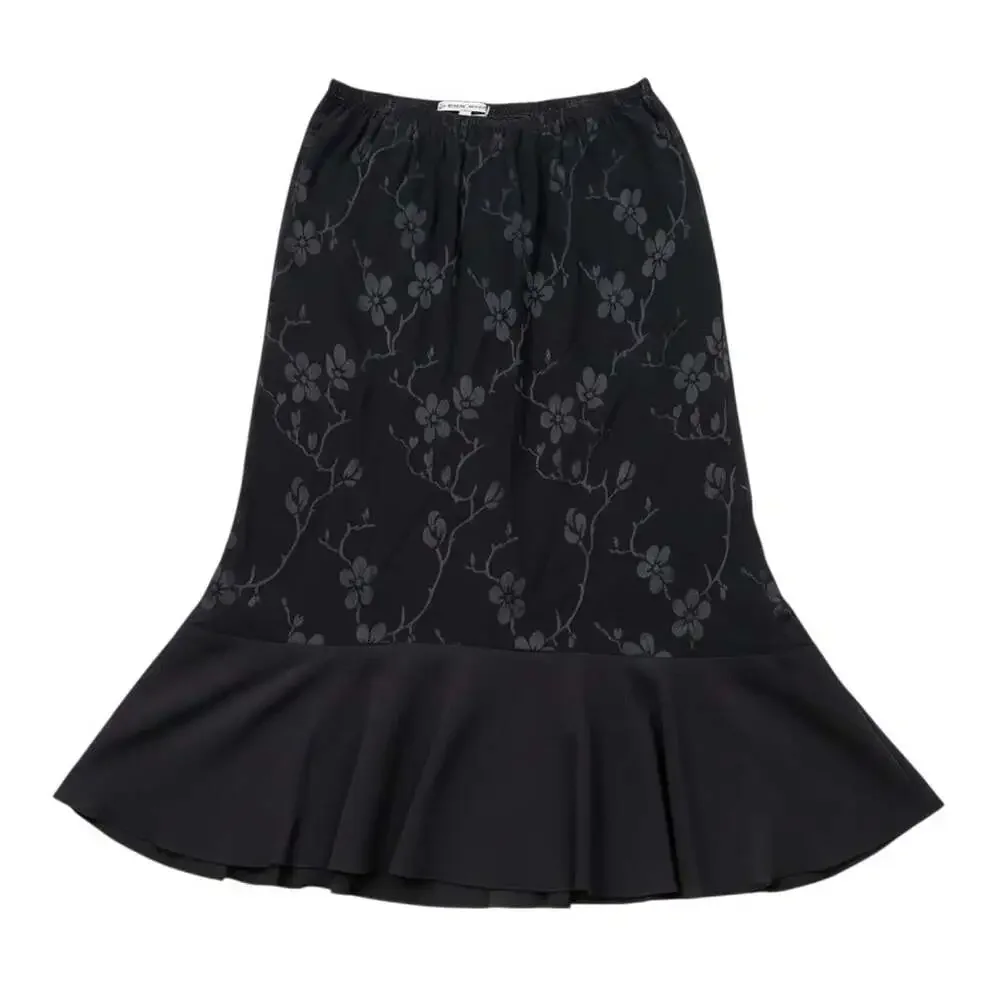 Vintage Spencer Alexis Cherry Blossom Burnout Midi Skirt Black L